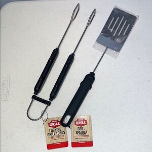 Black Locking Tongs and Spatula Set